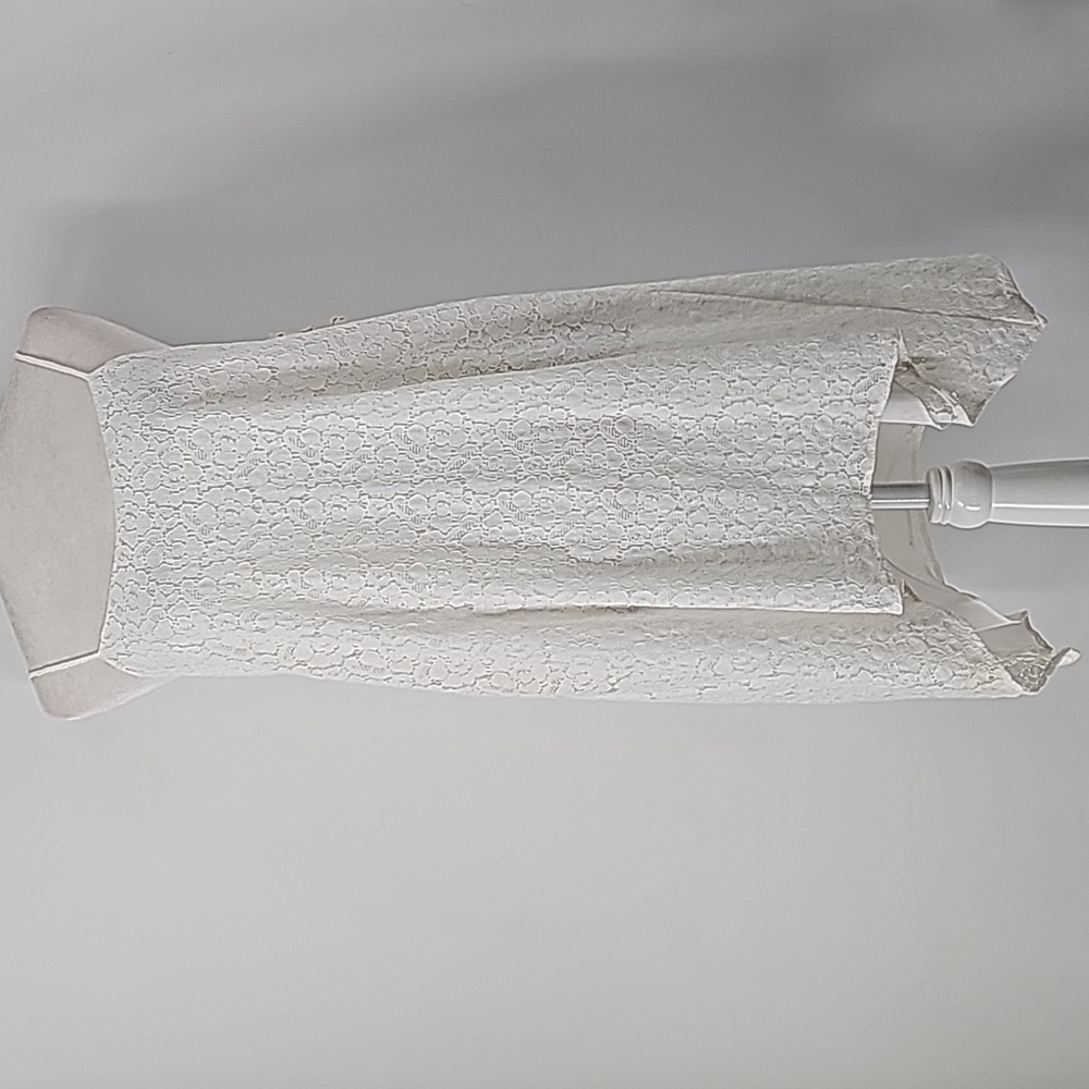 BCBGeneration White Lace Lined Loose Fit Flowy Dress Thin Straps Dainty Summer - Picture 10 of 11